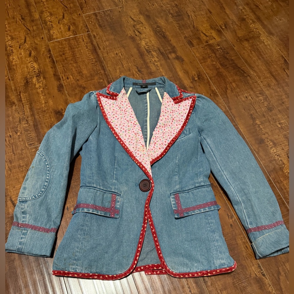 Marc Jacobs Denim Blazer with Red Trim